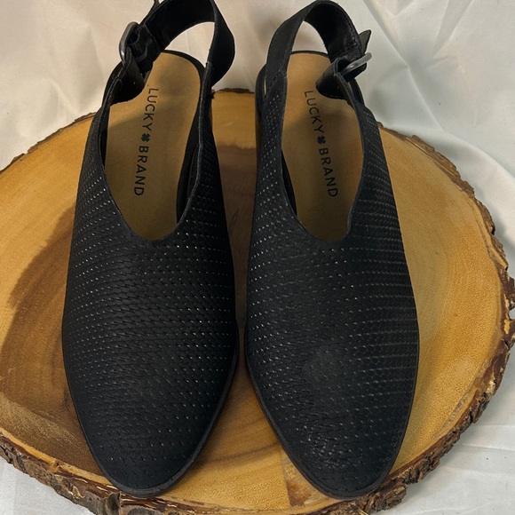 LUCKY BRAND Women's Black Lideton Shootie Slingback Heels Size 7.5 NWOT Pointed - Picture 1 of 10
